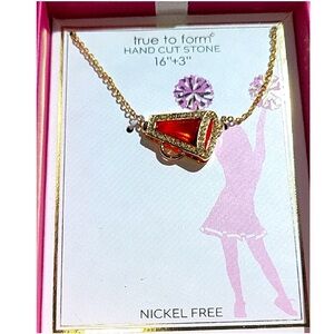 NWT ⚜️♥️⚜️ True To Form Cheerleader Mega Phone Gold Necklace with Red Stone